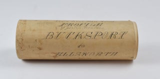 E[astern].M[aine]. R[ailwa]y. Co. Buckland Surveys [title on wooden trunk].