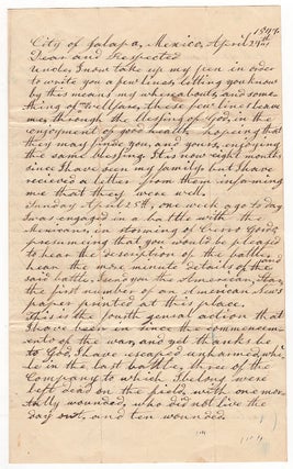 [Mexican War soldier’s letter on the Battle of Cerro Gordo.]