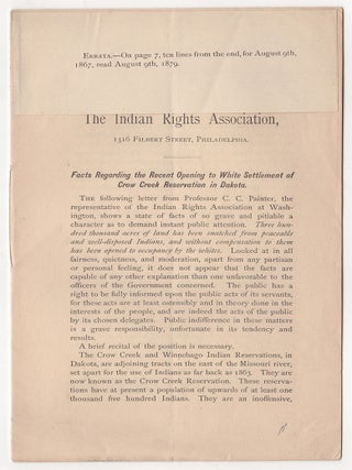 Item #4732 Facts Regarding the Recent Opening to White Settlement of Crow Creek Reservation in...
