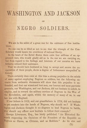 General Washington and General Jackson, on Negro Soldiers.