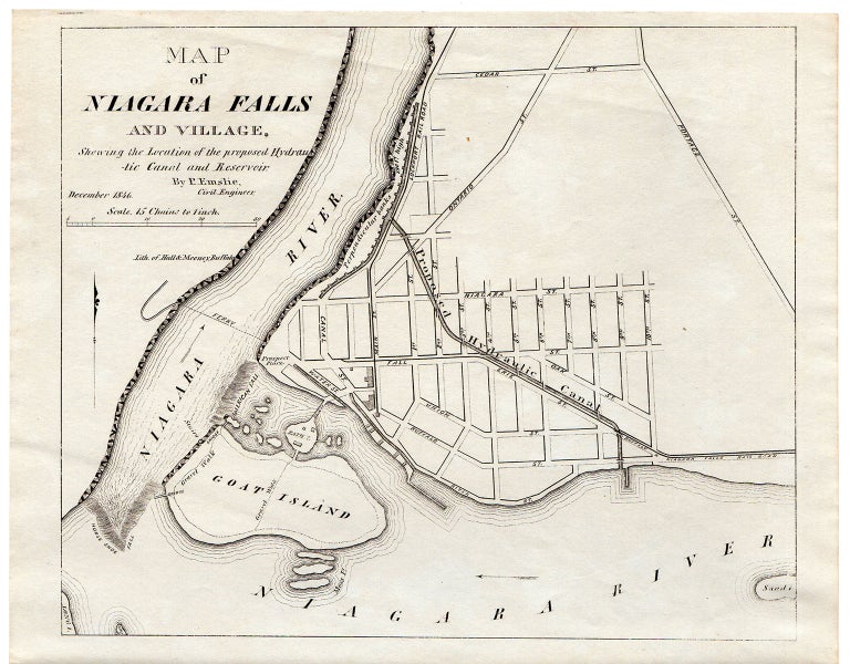 Item #4909 To Capitalists and Manufacturers [with] Map of Niagara Falls and Village. Showing the Location of the Proposed Hydraulic Canal and Reservoir. Augustus Porter.