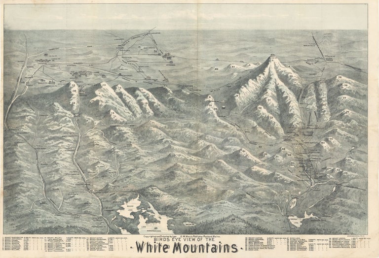 Item #4940 Birds Eye View of the White Mountains. Brooks Bank Note, Lith’g Co, printer.