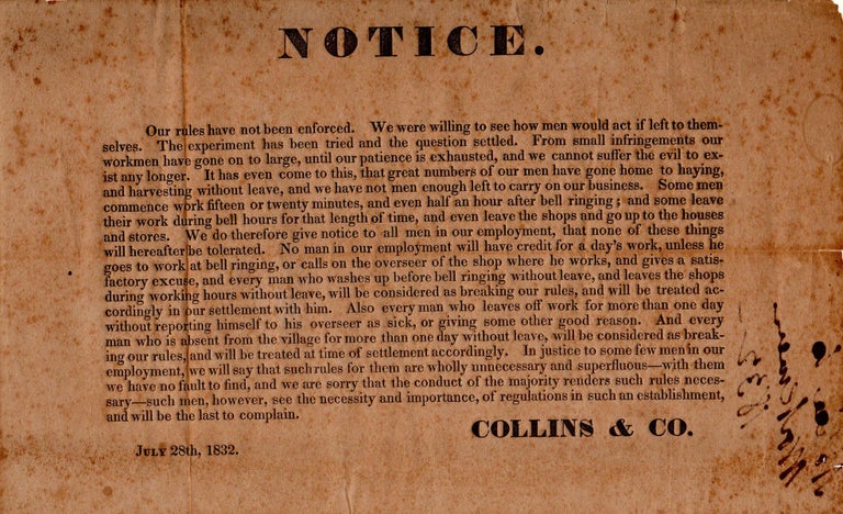 Item #4944 Notice. Collins & Co.