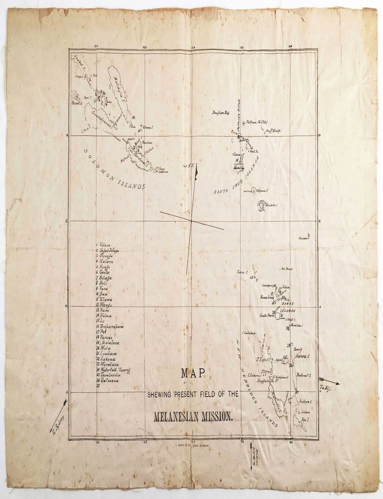 Item #5062 Map Shewing Present Field of the Melanesian Mission.