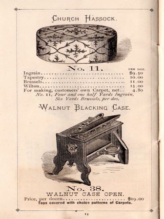 Price List of Ottomans & Hassocks, manufactured by the American Ottoman & Hassock Company, 110 Leonard St., New York.