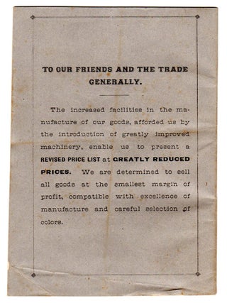 Price List of Ottomans & Hassocks, manufactured by the American Ottoman & Hassock Company, 110 Leonard St., New York.
