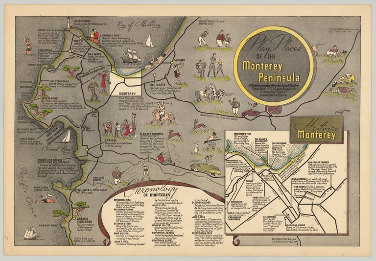 Item #5084 Play Places of the Monterey Peninsula : A Cartographic Map by Lowell Butler. Lowell Butler.