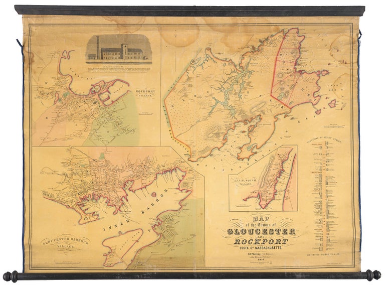 Item #5249 Map of the Towns of Gloucester and Rockport. H. F. Walling.