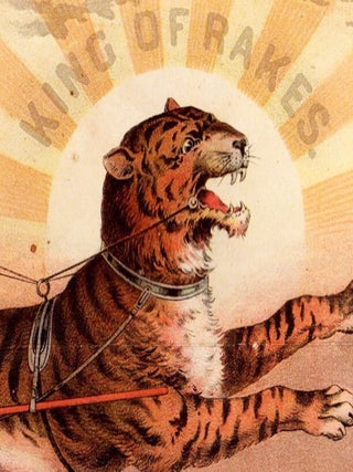 Tiger Self-Operating Sulky Hay Rake. For Sale by G. S. Goodrich, Newburyport, Mass.