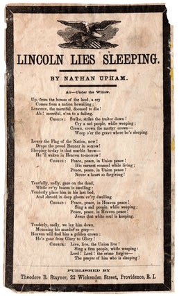 Item #5270 Lincoln Lies Sleeping. Nathan Upham
