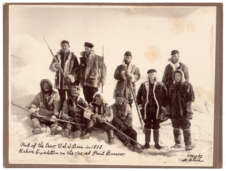 Item #5282 Part of the Crew, U.S.S. Bear in 1898. Relive [sic] Expedition on the Ice, at Point Barrow. H. Blair, photog.?