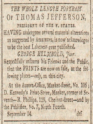 [Jefferson&rsquo;s Letter to the Danbury Baptist Association in the] Aurora General Advertiser.