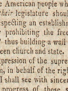 [Jefferson&rsquo;s Letter to the Danbury Baptist Association in the] Aurora General Advertiser.