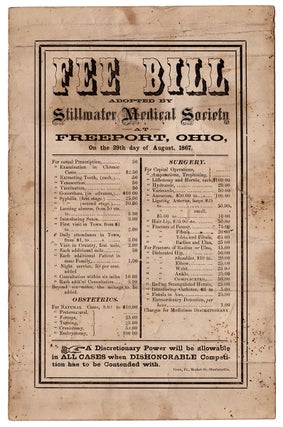 Item #5303 Fee Bill Adopted by Stillwater Medical Society at Freeport, Ohio, On the 29th day of...