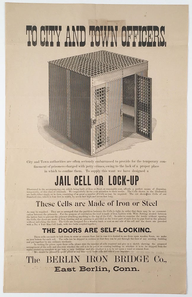 Item #5304 To City and Town Officers…Jail Cell or Lock-Up