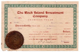 [Oldham City, Texas and Rock Island Investment Co. archive].