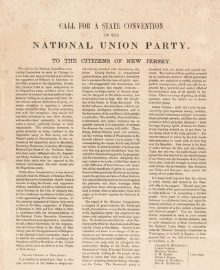 Call for a State Convention of the National Union Party. To the Citizens of New Jersey.