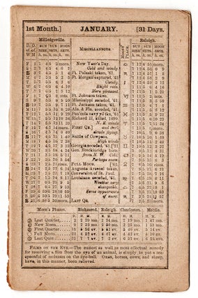 Confederate States Almanac for the Year of our Lord 1864 Being Bissextile, or Leap Year, and the 4th Year of the Independence of the Confederate States of America. Calculations made at University of Alabama.