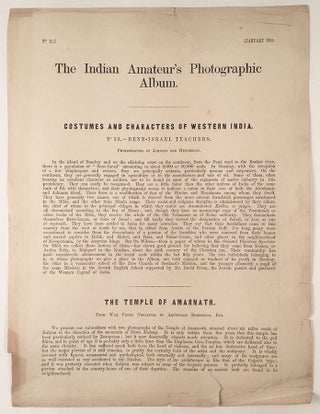 The Indian Amateur’s Photographic Album. Published Monthly, under the Patronage of the Bombay Photographic Society... Sold at the Photographic Depôt and Portrait Rooms, Fort, Bombay.