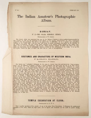 The Indian Amateur’s Photographic Album. Published Monthly, under the Patronage of the Bombay Photographic Society... Sold at the Photographic Depôt and Portrait Rooms, Fort, Bombay.
