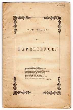 Ninth Annual Report of the Boston Female Anti-Slavery Society. Presented October 12, 1842. [Cover title: Ten Years of Experience.]