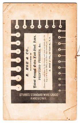 Catalogue of Extra Cast Steel Saws, Mandrels, &c. Manufactured by R. Hoe & Co.