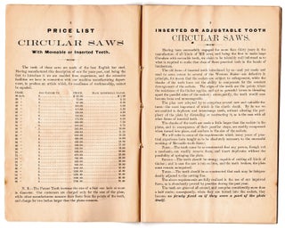 Catalogue of Extra Cast Steel Saws, Mandrels, &c. Manufactured by R. Hoe & Co.