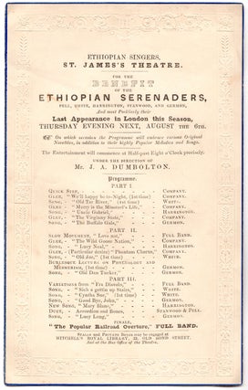 [Archive of an American Minstrel Performer Touring England with the Ethiopian Serenaders Blackface Troupe.]