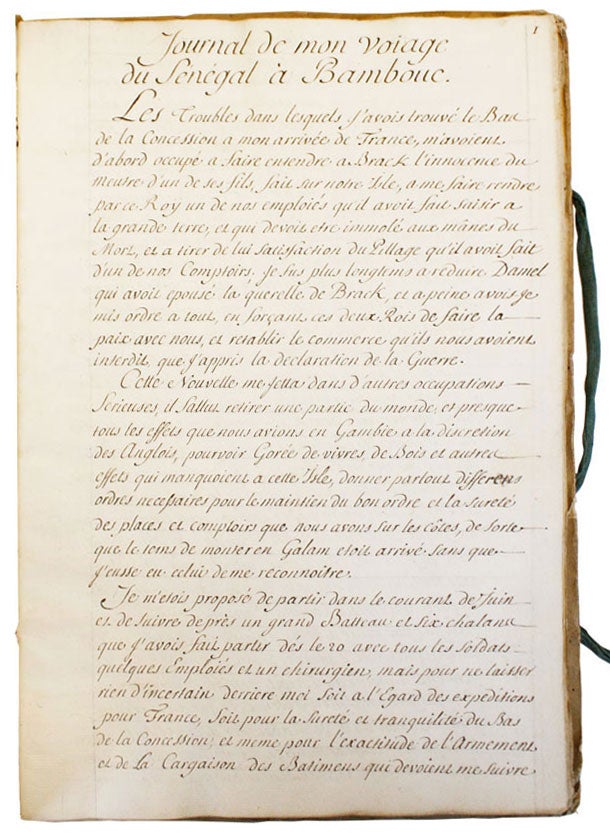 Item #5472 Journal de Mon Voiage du Sénégal à Bambouc. Pierre-Félix-Barthélemy David.