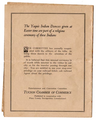 Yaqui Indian Dances. Souvenir Folder. Season 1928. April 5, 6, 7 and 8th.