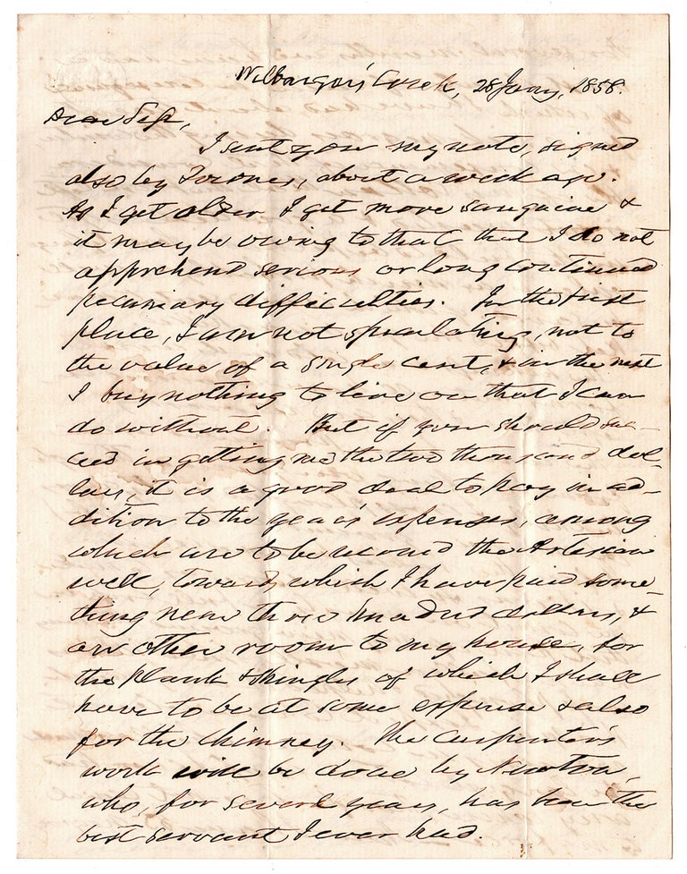 Item #5501 [Letter from an Early Texas Settler and Plantation owner.]. Silas Parsons.