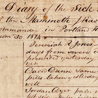 Diary of the sick on board of the Mammoth. J[onathan]. Rowland Esq. Commander in Portland Harbor.