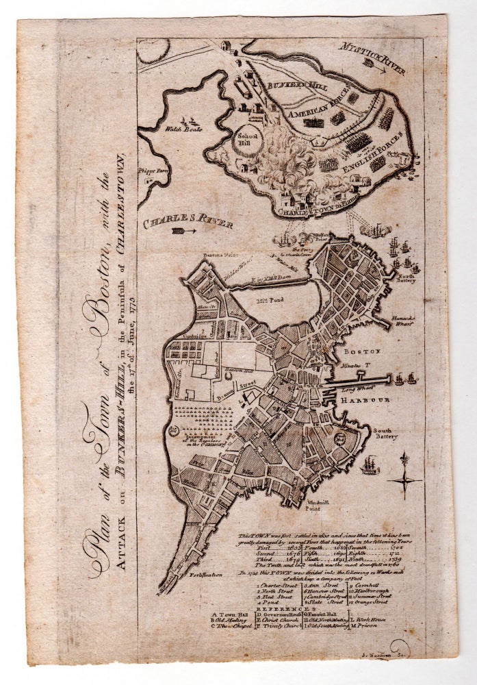 Item #5531 Plan of the Town of Boston, With the Attack on Bunker’s Hill, in the Peninsula of Charlestown, the 17th of June, 1775. J. Norman, engraver. Sayer, Bennett, after.