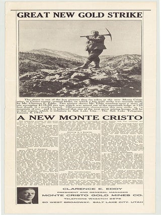 Item #5554 Great New Gold Strike. A New Monte Cristo. Clarence E. Eddy