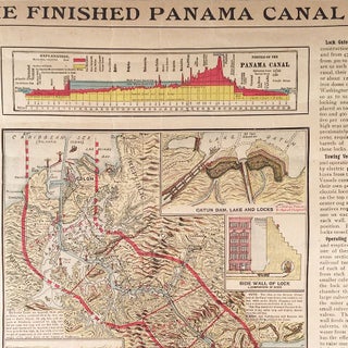 The Finished Panama Canal. Svenska Amerikanaren. Amerikas mest lästa och bäst omtyckta svenska tidning [“America’s most read and best-liked Swedish newspaper”]. Birdseye View of the Panama Zone Showing the U.S. Isthmian Canal from the Latest Official Date Furnished by the Isthmian Canal Commission [map-title].