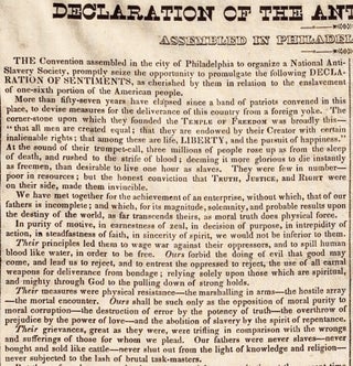 Declaration of the Anti-Slavery Convention. Assembled in Philadelphia, December 4, 1833.