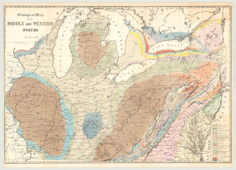 Item #5656 Geological Map of the Middle and Western States. James Hall.