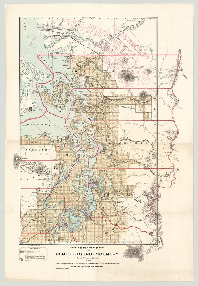 Item #5658 New Map of the Puget Sound Country. Third Revised Edition. A Valuable Compendium of Useful Information and Complete Railway and Navigation. Fairhaven Land Company.