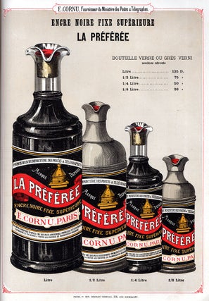Cires á Cacheter, Goudrons pour Bouteilles, Méches Soufrées, Encres. Edouard Cornu, Fournisseur du Ministère des Postes & Télégraphes.