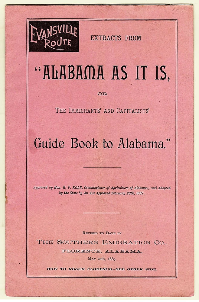 Item #5745 Extracts from “Alabama As It Is, or, the Immigrants’ and Capitalists’ Guide Book to Alabama.”