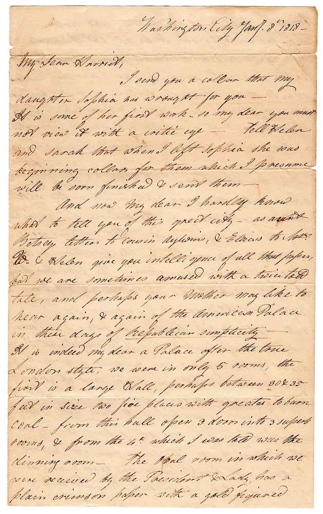 Item #5824 [Autograph letter on the reconstructed and reopened President’s house.]. Mary Ashmun.