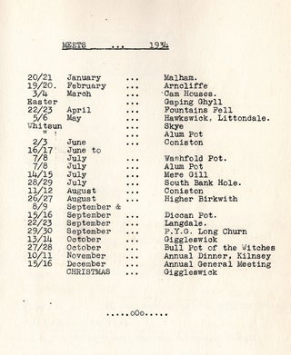 The Log Book of the Northern Cavern and Fell Club 1934. [cover-title]: Cavern and Fell 1934 Records .