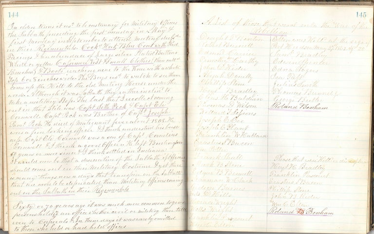 Item #5920 Historical Notes of Burlington [Connecticut.] Written by J.C. Hart in 1871, formerly a resident of Burlington now resides in Plainville He was Eighty years old February 3rd 1872. J. C. Hart, Roland Hitchcock.