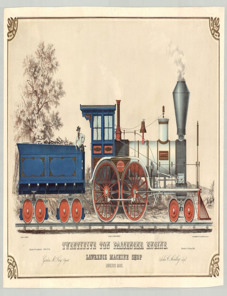 Item #6047 Twentyfive Ton Passenger Engine. Lawrence Machine Shop Lawrence Mass. A. Lederle, artist.