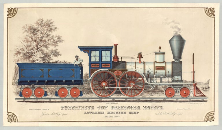Item #6047 Twentyfive Ton Passenger Engine. Lawrence Machine Shop Lawrence Mass. A. Lederle, artist.