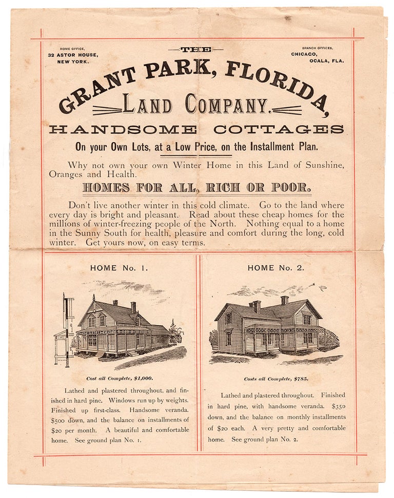 Item #6098 The Grant Park, Florida, Land Company : Handsome Cottages On your Own Lots, at a Low Price, on the Installment Plan.