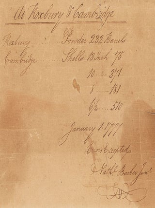 Return of Ordnance Stores.