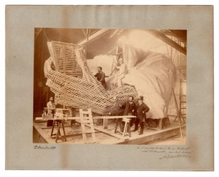 [Inscribed photograph of the construction of the left hand of the Statue of Liberty].