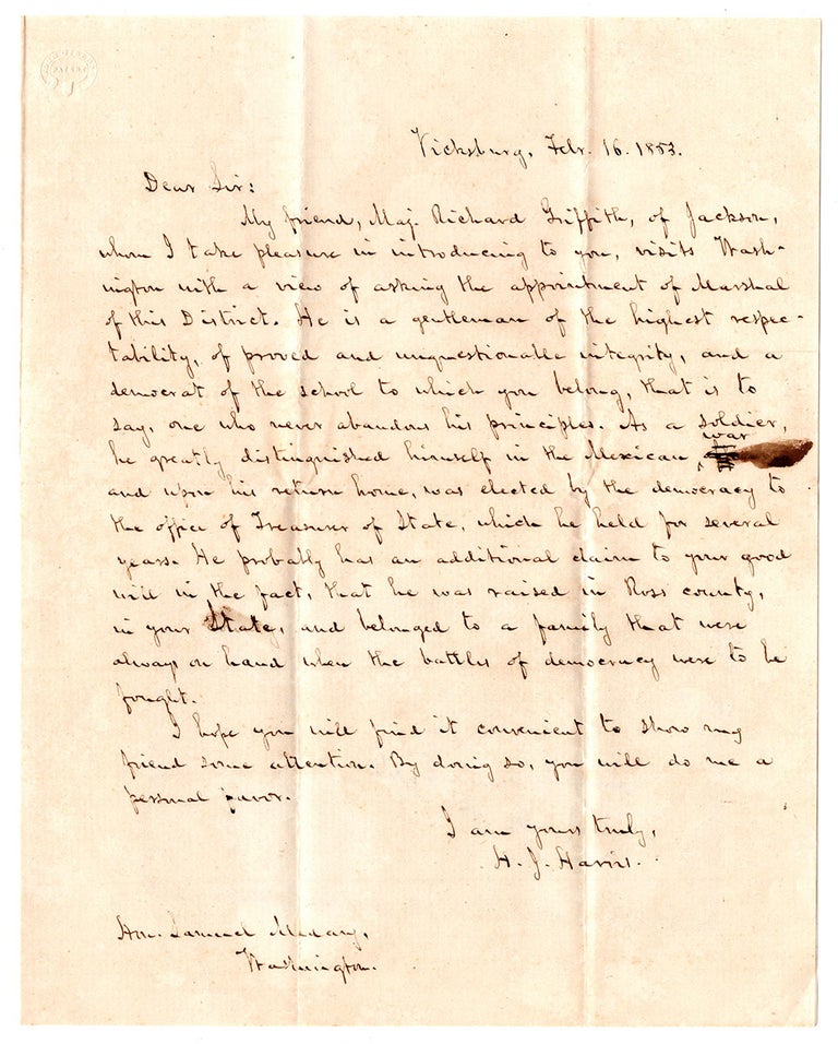 Item #6347 [Letters of recommendation for Richard Grifﬁth relating to his effort to secure appointment as U.S. Marshall of Mississippi.]. Samuel S. Boyd, James Whitﬁeld.