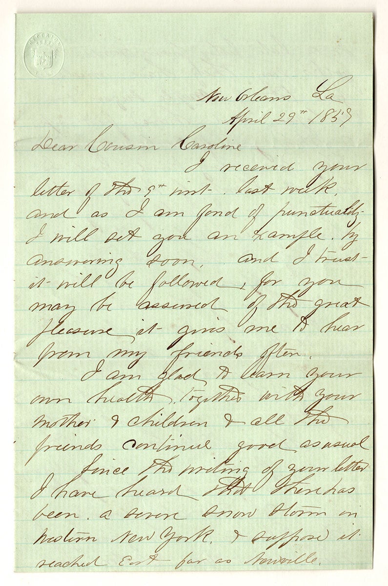 Colton Letter Autograph letter of an employee of J.H. Colton & Co. traveling through ...